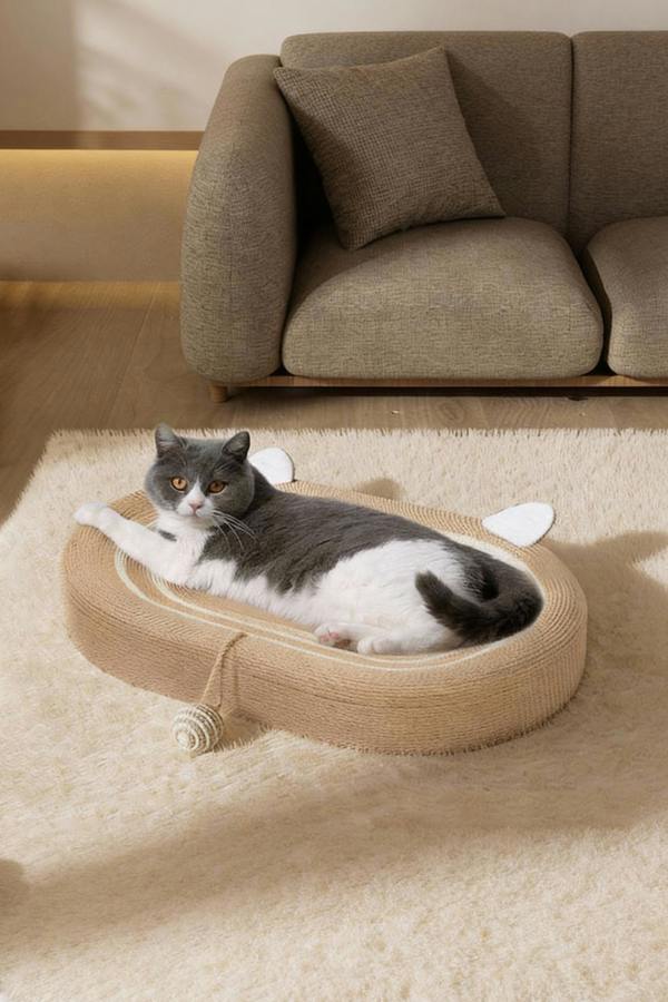 Oval Cardboard Cat Scratching Board Pet Bed