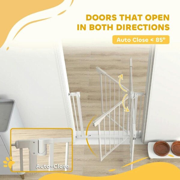 Baby Gate, Pet Safety Gate Pressure Fit, 76-81cm Wide with Two-Way Open, One-Hand Opening