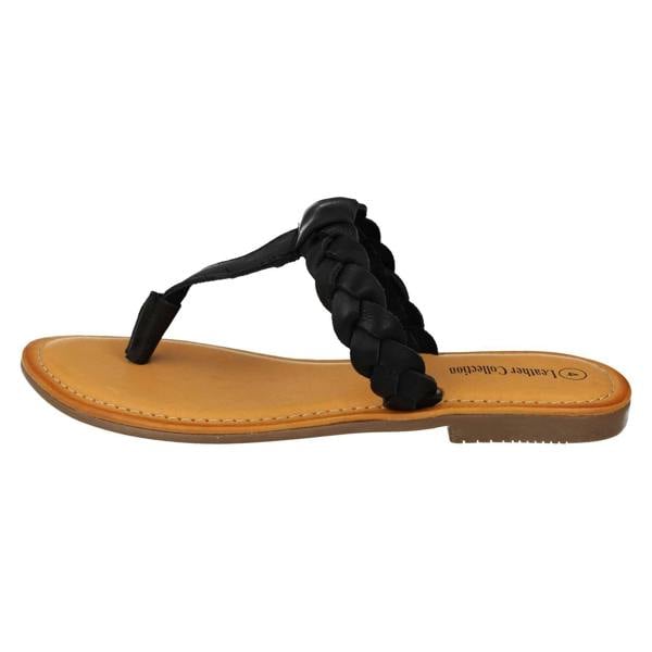 Leather Collection Ladies Leather Collection Braided Toepost Sandals