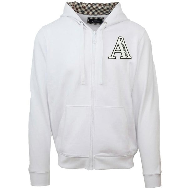 Aquascutum Classic Large A Logo Zip Up Hoodie - White