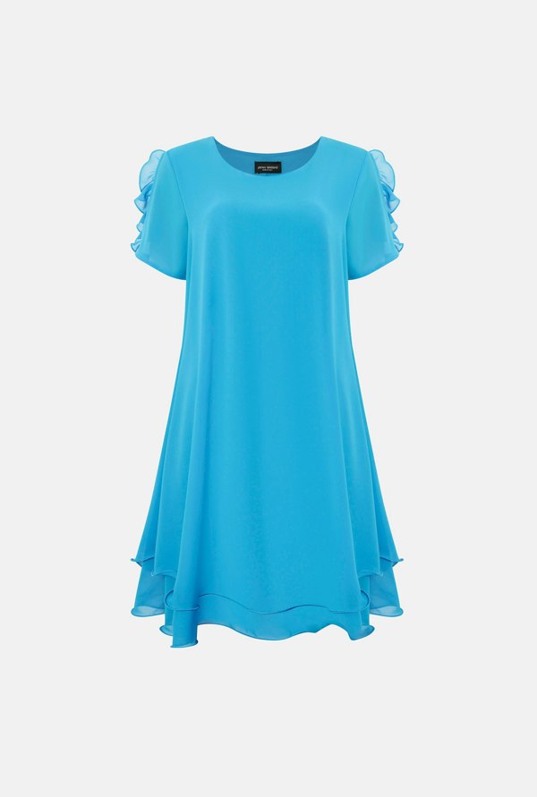 Short Sleeve Wave Hem Dress Turquoise - James Lakeland