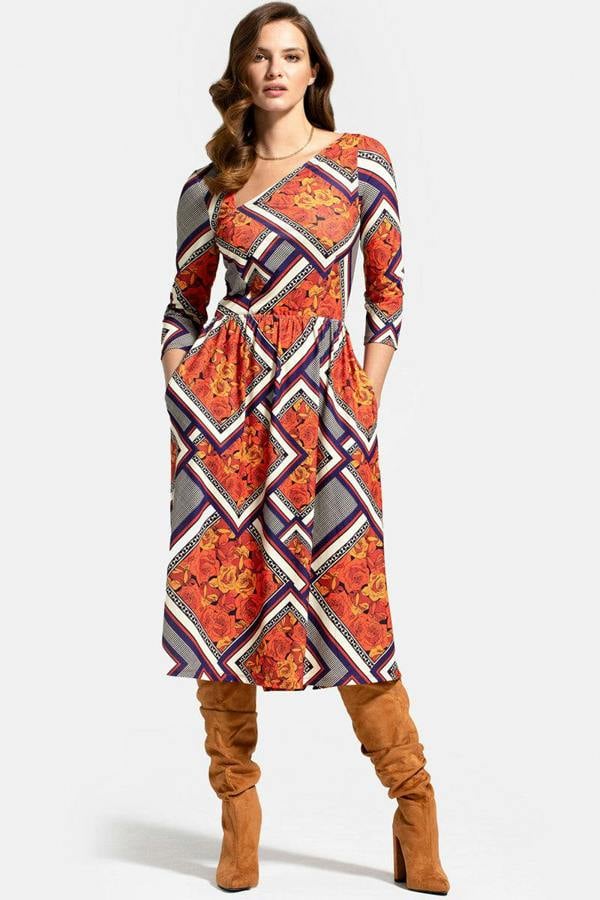 HotSquash Asymmetric Neckline Midi Dress