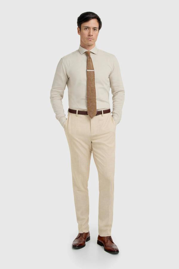 House of Cavani Malibu - Men's Beige 3 Piece Textured Suit