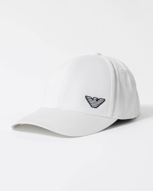 Emporio Armani Mens Cap with Eagle Logo in White