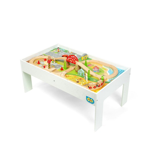 Bigjigs Rail Wooden Train Set & Table - 50 Pieces