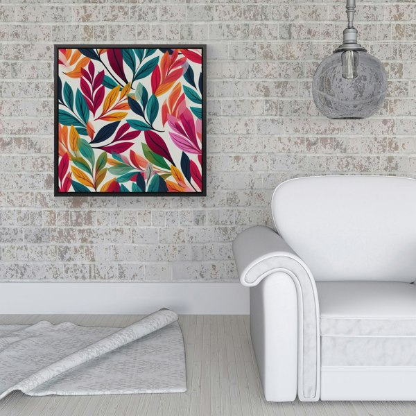 Warren Reed Bright Leaves Pattern Framed Canvas