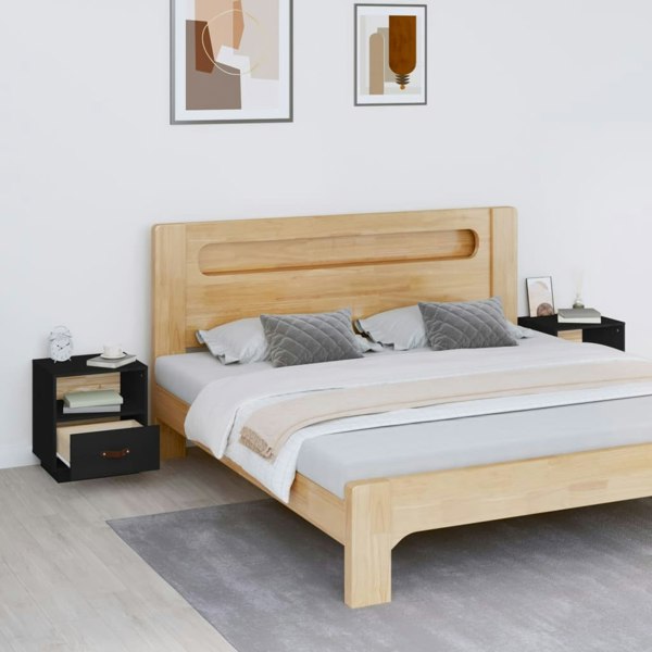 Berkfield Bedside Cabinets 2 pcs Black 40x34x45 cm Solid Wood Pine