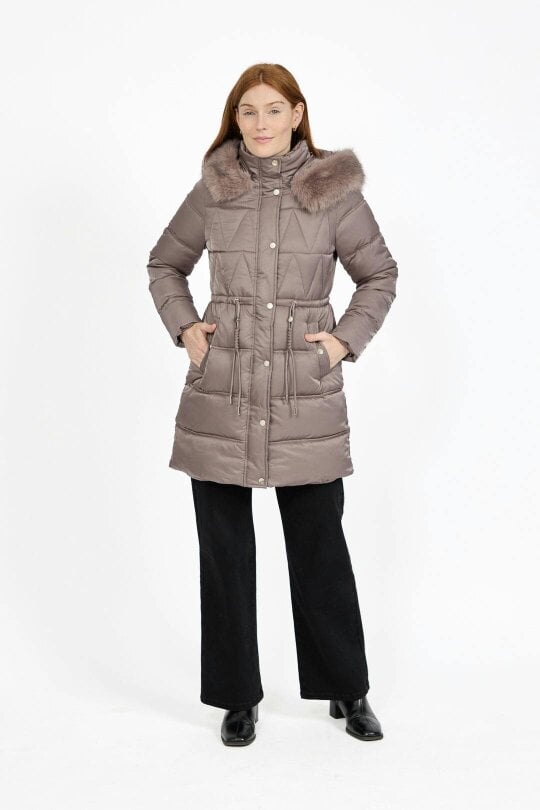 Mudflower Diamond Quilted Jacket with Detachable Fur Hood