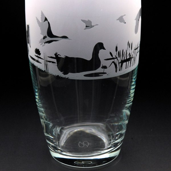 Glyptic Glass Art Duck Glass Botanica Vase - Hand Etched/Engraved Gift