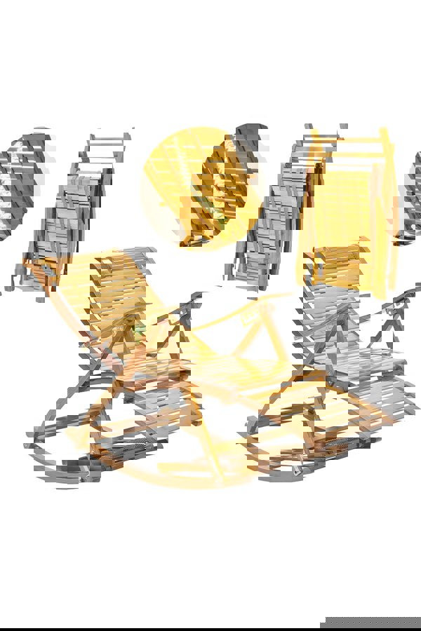 Living and Home Bamboo Foldable Recliner Rocking Chair