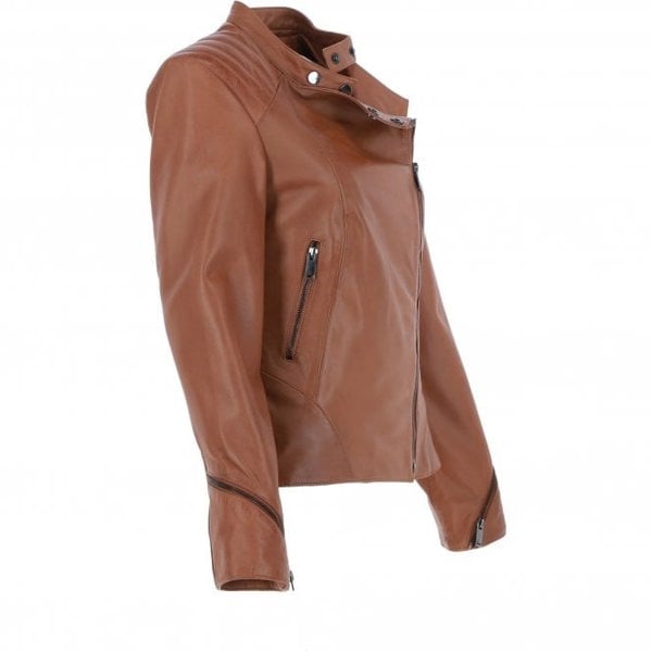 Ashwood Veg Tanned Biker Jacket With Double Button Mandarin Collar: AWL-101