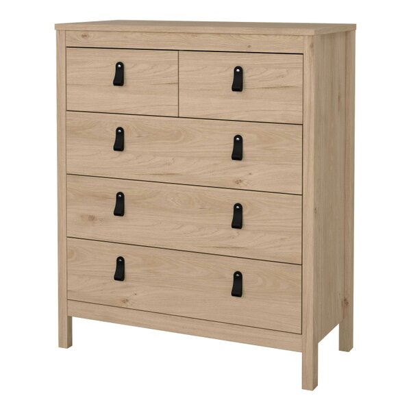 Wyld Haus Wildberry Natural Oak Wood Chest 5 Drawers