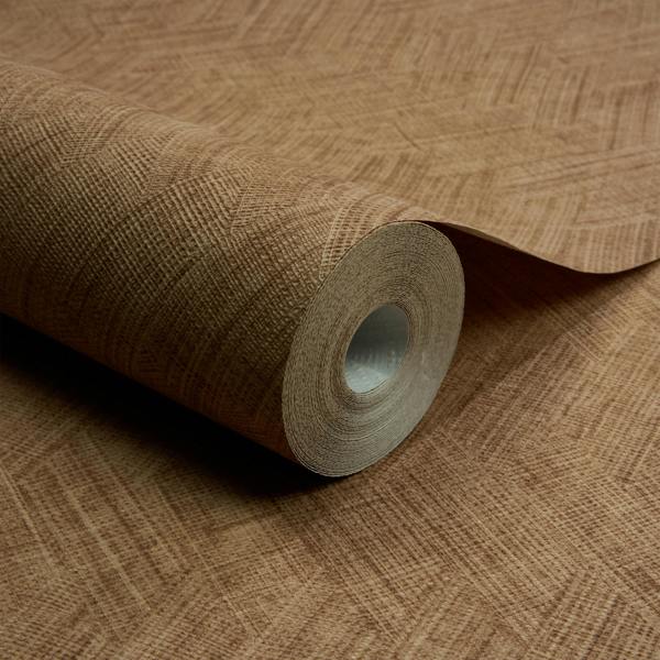 Grandeco Yuno Geometric Fabric Diamond Weave Textured Wallpaper, Terracotta Orange