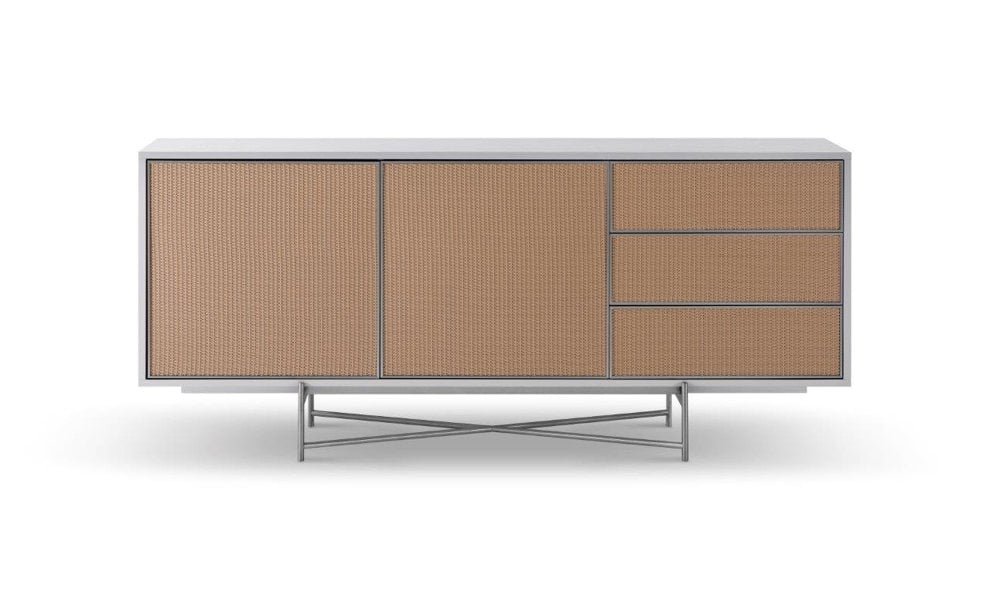 White and Rattan Buffet Sideboard by Gillmore