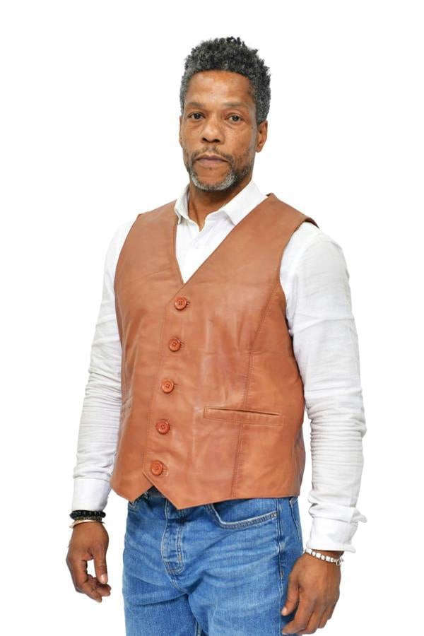 Infinity Leather Mens Classic Leather Waistcoat-Chester