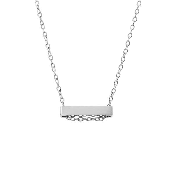 Say It With Engravable Bar Necklace - Silver