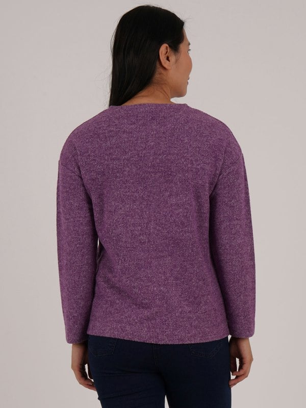 PennyPlain Crew Neck Long Sleeve Top - Amethyst