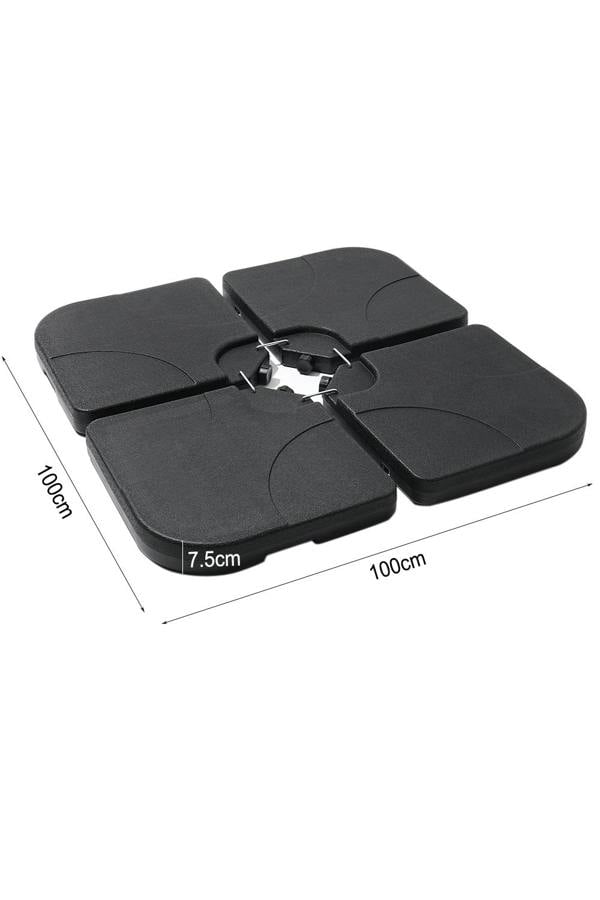 Living and Home Black HDPE Square Cantilever Parasol Base Weight - 4pc 48mm Portable Garden Umbrella Base,60/80KG Fillable for Parasols