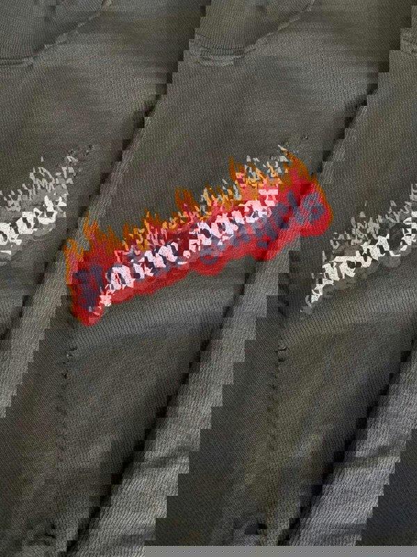 Palm Angels Burning Logo Sweatshirt Military Green - Supplied FashionPalm Angels