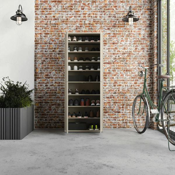 Furniture To Go Alice Springs Tall Shoe Cabinet with 4 Doors Push-to-Open in Sand