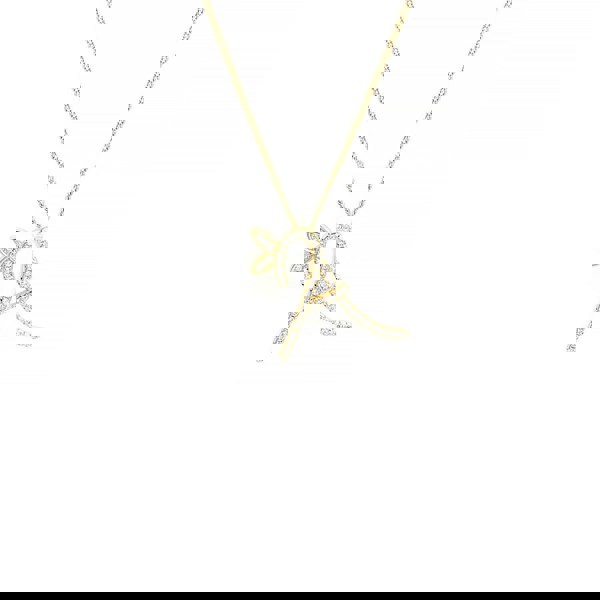 Say It With 1 Inch Winged Full CZ Stones Initial Necklace - 18ct Yellow Gold Plated