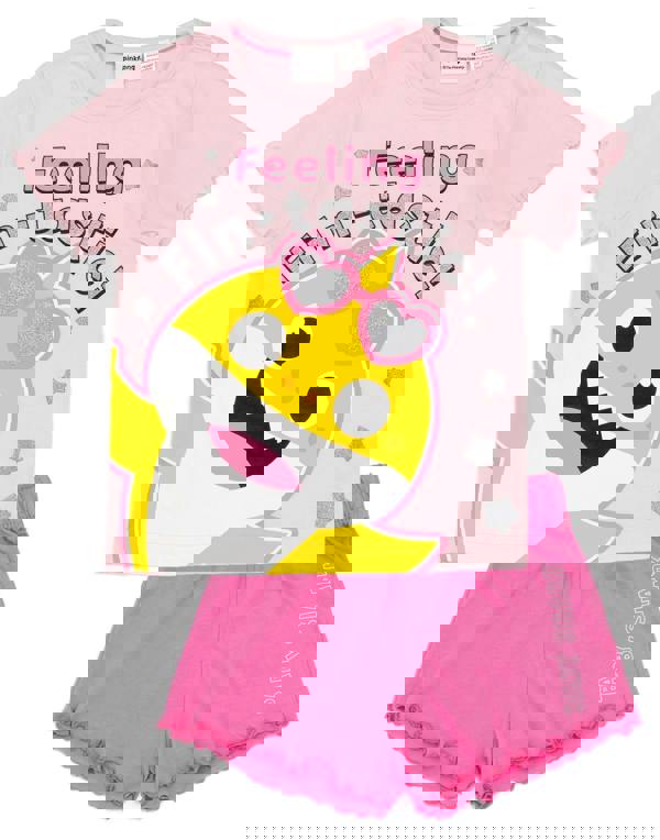 Baby Shark Girls Pink Short Sleeve Short Leg Pyjama Set