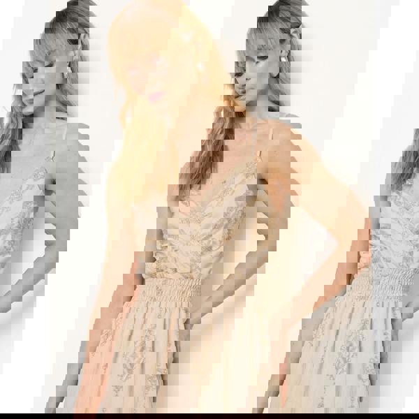 Blue Vanilla Embroidered Maxi Dress With Adjustable Straps