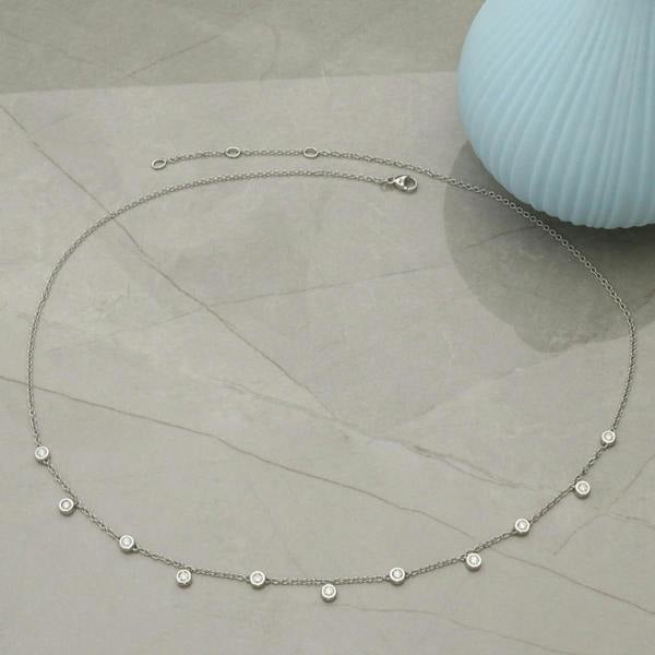 18ct White Gold Diamond Set Chain - Love Silver Jewellery