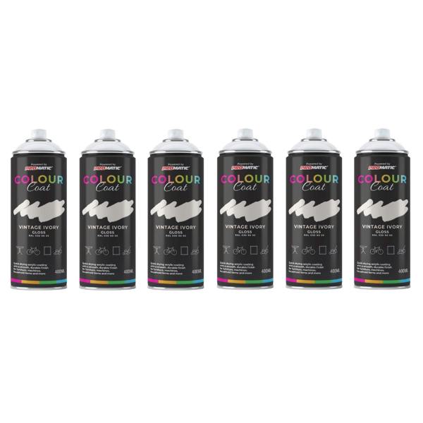 Colour Coat 6X Vintage Ivory RAL 030 90 05 Gloss Spray Paint 400ml