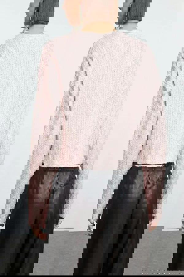 WOVCOR Crop Soft Textured Knit Cardigan with Button Detail