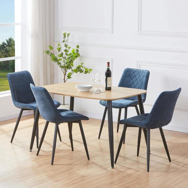 Core Products Aspen Dining Set - Light-Oak Effect Rectangular Table & 4 Upholstered Diamond Stitch Fabric Chairs