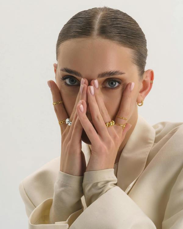 14K Gold Promise Leaf Stacking Ring - Rings - Elk & Bloom