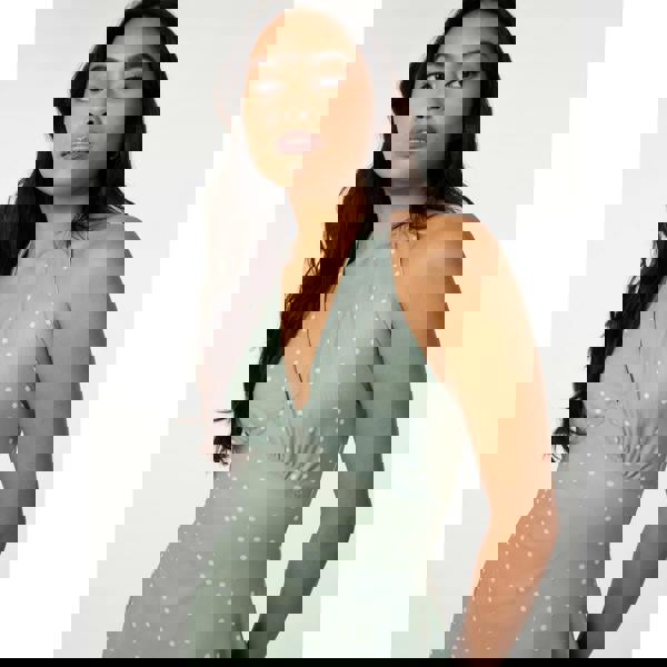 Pink Vanilla Halter Mini Dress In Polka Dot