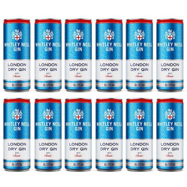 Whitley Neill 12X250ml -Whitley Neill LONDON DRY GIN Distillers cut 10% PERFECT FOR SUMMER!!