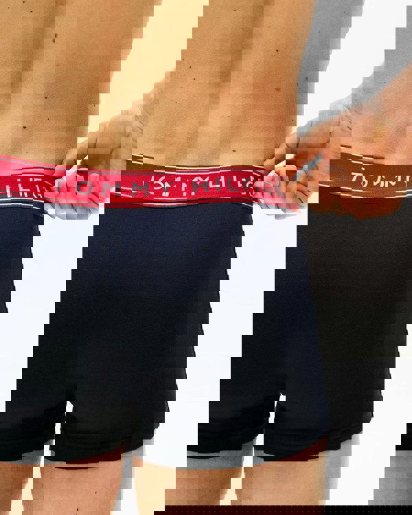 Tommy Hilfiger 3 Pack Mens Waistband Trunks - B-White/Red/Navy