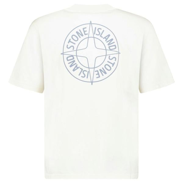 Stone Island Compass-Print Crewneck T-Shirt in Ivory - chancefashionco
