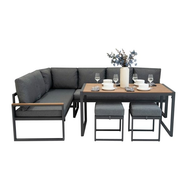 Jardi Aluminium Corner Sofa Set - Wood Effect