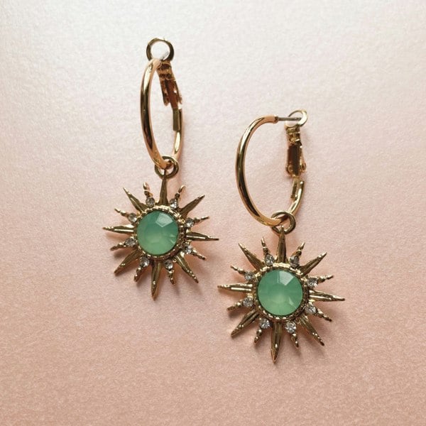 Luxe Tones Solina Aqua Gem Hoop Earrings