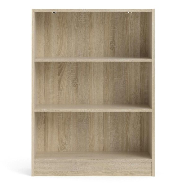 Wyld Haus Amberfern Natural Oak Wood Low Wide Bookcase 2 Shelves