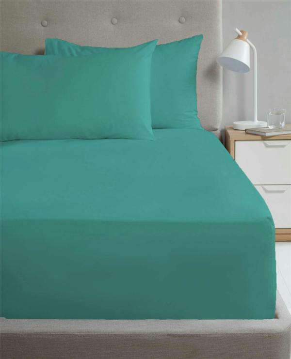 Percale 10" Fitted Sheet - Teal - Single