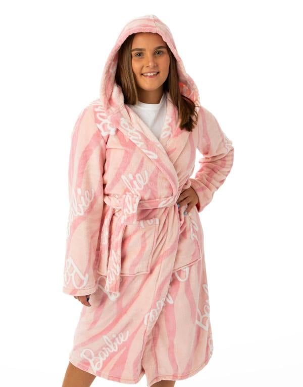 Barbie Womens Pink Hooded Bathrobe
