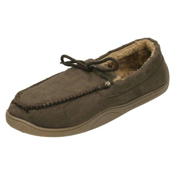 Spot On Mens Spot On Moccasin Faux Fur Lined Slippers