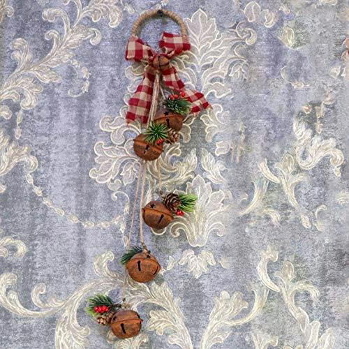 46 cm Rustic Red Hanging Christmas Bell Decoration with Ribbon, Pinecones and Berries for Home Display image 4