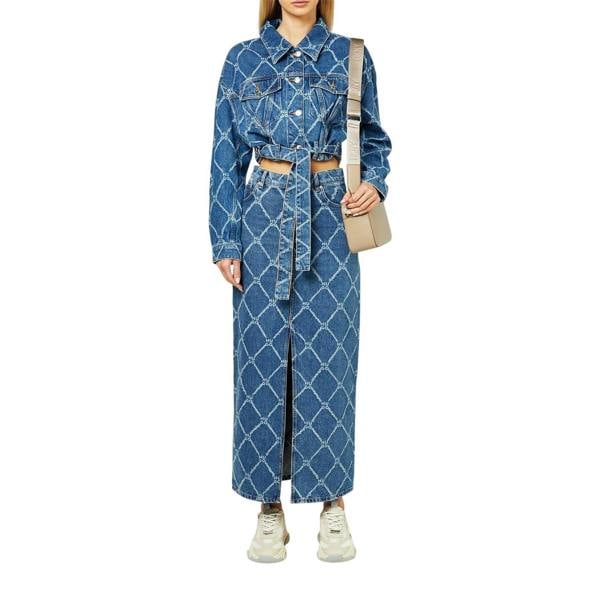 Hugo Womens/Ladies Denim Slim Maxi Skirt - Blue - 