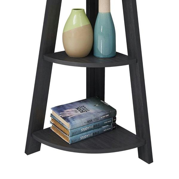 Timber Art Design Riva Scandinavian Retro 5 Tier Corner Ladder Bookcase Shelf Unit