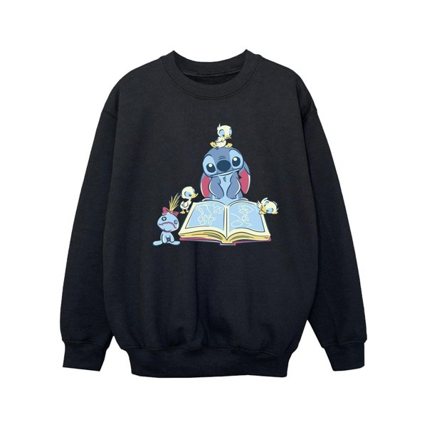 Disney Girls Lilo & Stitch Reading A Book Sweatshirt - Black