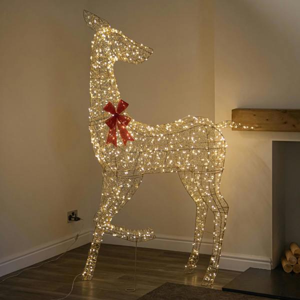 Samuel Alexander 1.75m Light up Gold Twist Christmas Reindeer 880 Warm White LEDs