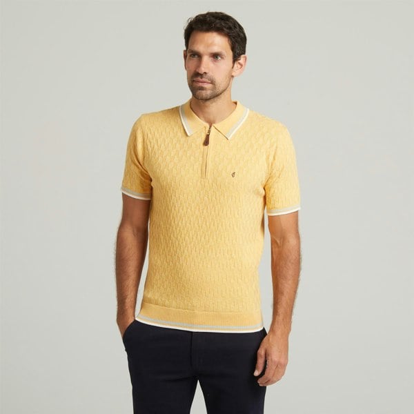 Gabicci G54M08 Mens Short Sleeve Zip Neck Knitted Polo Gabicci Classic - PINEAPPLE