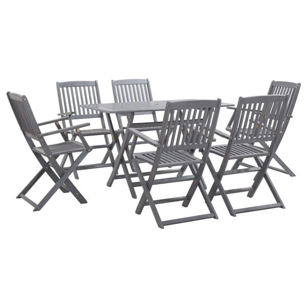 Berkfield 7 Piece Garden Dining Set Solid Acacia Wood Grey