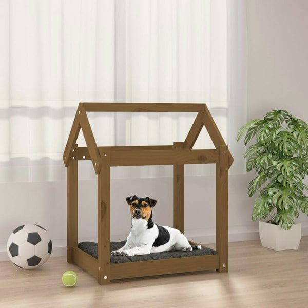 Berkfield Dog Bed Honey Brown 61x50x70 cm Solid Wood Pine